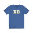 Chi Omega Printed Letters | White & Straw Border T-Shirt For Cheap