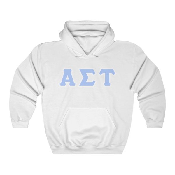 AST Printed Letters | Light Blue with White Border Hoodie Online