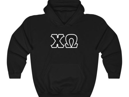 Chi Omega Printed Letters | Black and White Border Hoodie Online now