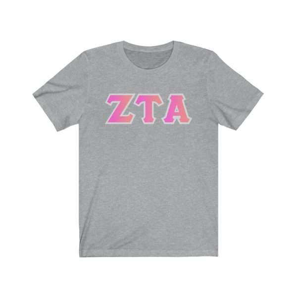 Zeta Tau Alpha Printed Letters | Bubble Gum T-Shirt Online now