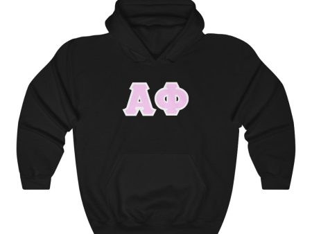 Alpha Phi Printed Letters | Pink with White Border Hoodie Online Sale