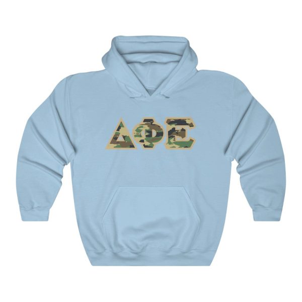 Delta Phi Epsilon Printed Letters | Camouflage Hoodie Cheap