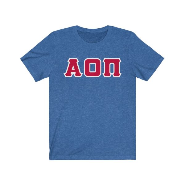 Alpha Omicron Pi Printed Letters | Cardinal with White Border T-Shirt Discount