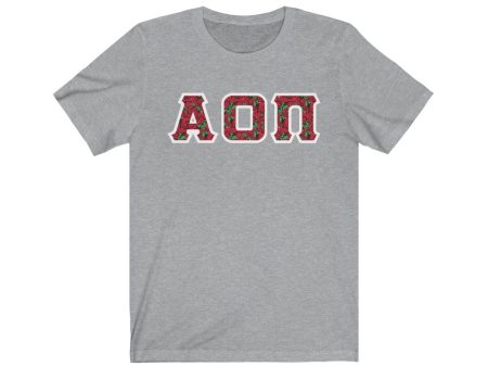 Alpha Omicron Pi Printed Letters | Roses T-Shirt Supply