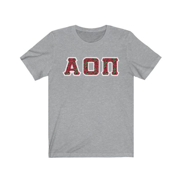 Alpha Omicron Pi Printed Letters | Roses T-Shirt Supply