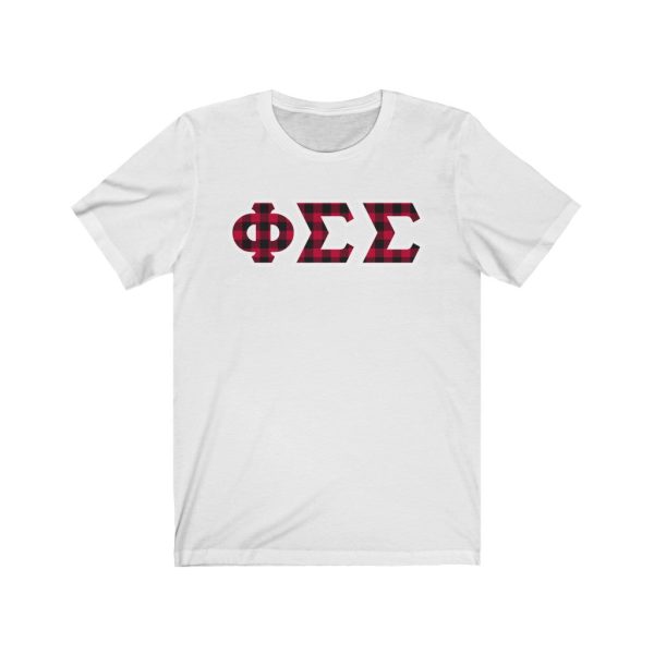 Phi Sigma Sigma Printed Letters | Buffalo Plaid T-Shirt Online Hot Sale