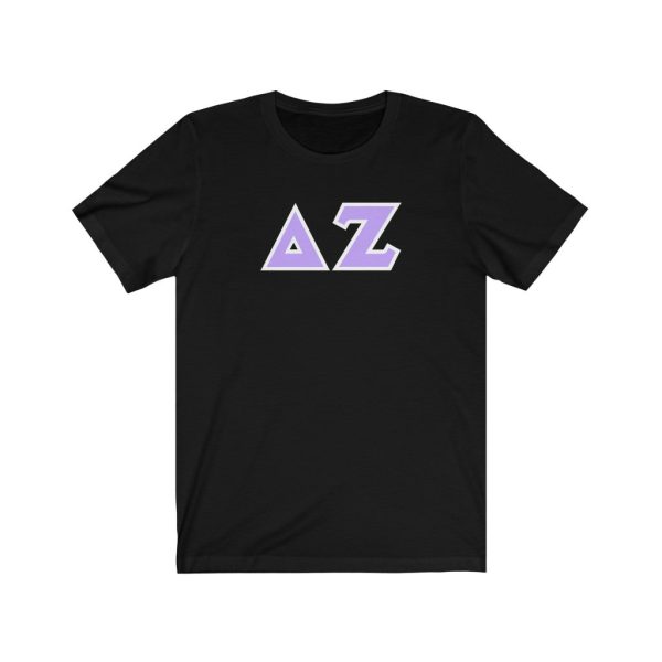 Delta Zeta Printed Letters | Violet & White Border T-Shirt Online Sale