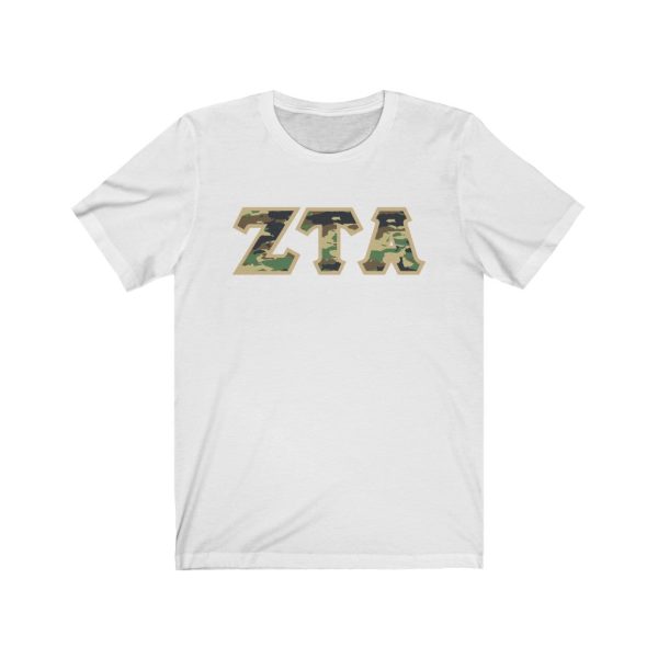 Zeta Tau Alpha Printed Letters | Camouflage T-Shirt Hot on Sale