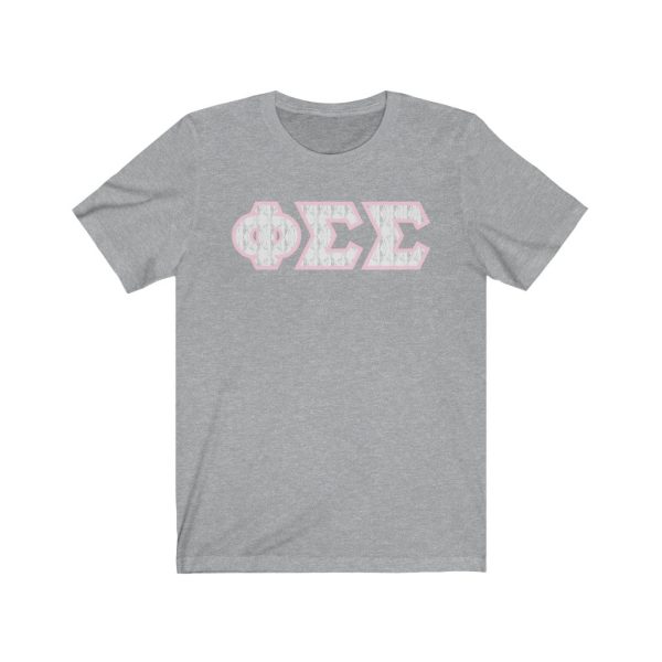 Phi Sig Printed Letters |Marble with Pink Border T-Shirt Hot on Sale