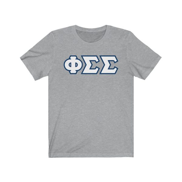 Phi Sigma Sigma Printed Letters | Dark Blue & White Border T-Shirt Online