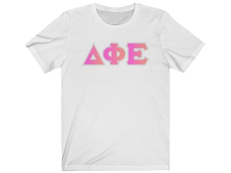 Delta Phi Epsilon Printed Letters | Bubble Gum T-Shirt Online Hot Sale