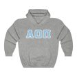 Alpha Omicron Pi Printed Letters | Light Blue & White Border Hoodie Online now