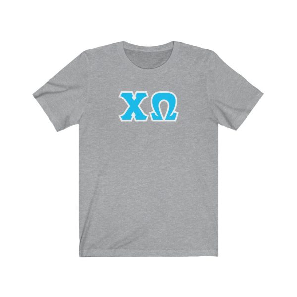 Chi Omega Printed Letters | Cyan with White Border T-Shirt Online now