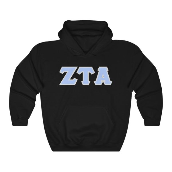 ZTA Printed Letters | Pastel Blue with Grey Border Hoodie For Cheap