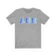 Alpha Omicron Pi Printed Letters | Oceans with Grey Border T-Shirt Online Hot Sale