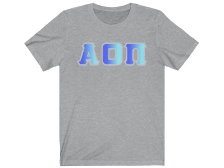 Alpha Omicron Pi Printed Letters | Oceans with Grey Border T-Shirt Online Hot Sale