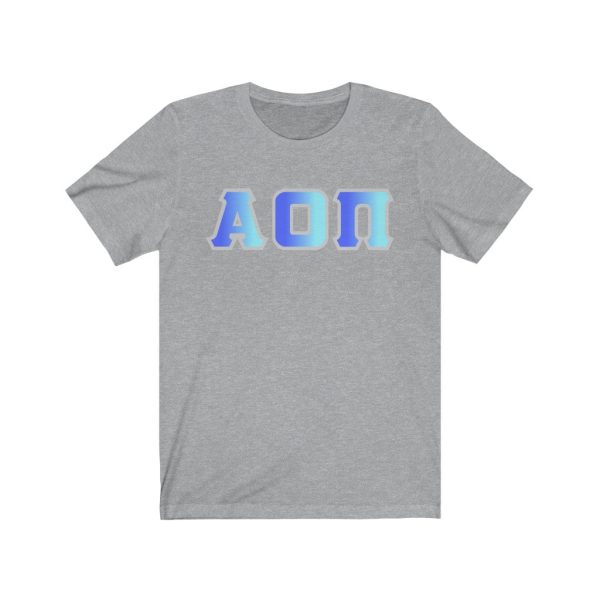 Alpha Omicron Pi Printed Letters | Oceans with Grey Border T-Shirt Online Hot Sale