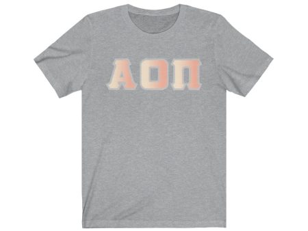 Alpha Omicron Pi Printed Letters | Peach Sunrise T-Shirt Cheap