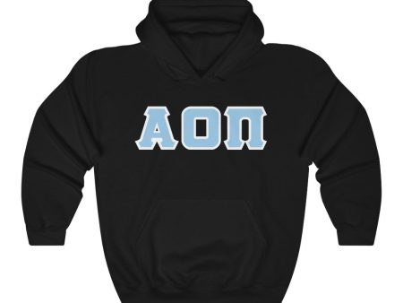 Alpha Omicron Pi Printed Letters | Light Blue & White Border Hoodie Online now