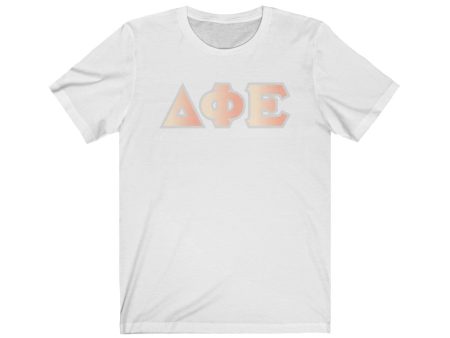 Delta Phi Epsilon Printed Letters | Peach Sunrise T-Shirt Supply