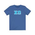 Chi Omega Printed Letters | Cyan with White Border T-Shirt Online now