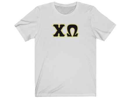 Chi Omega Print Letters | Black with Straw Border T-Shirt Online now