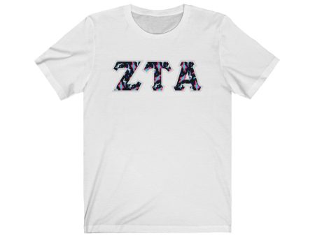 Zeta Tau Alpha Printed Letters | Bayside Black T-Shirt Cheap