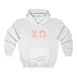 Chi Omega Print Letters | Peach with White Border Hoodie Online Sale