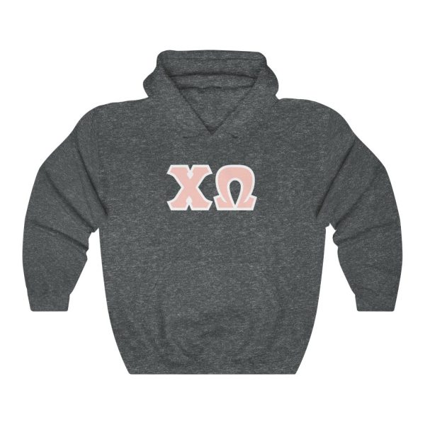 Chi Omega Print Letters | Peach with White Border Hoodie Online Sale