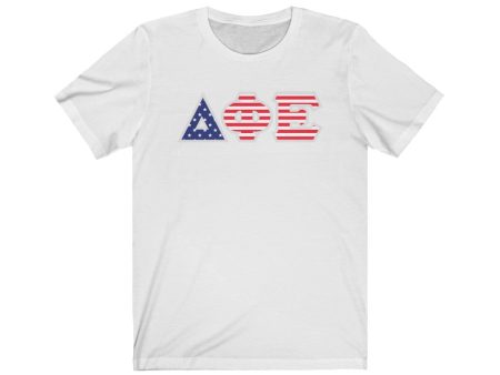 Delta Phi Epsilon Printed Letters | American Flag Pattern T-Shirt Online Sale