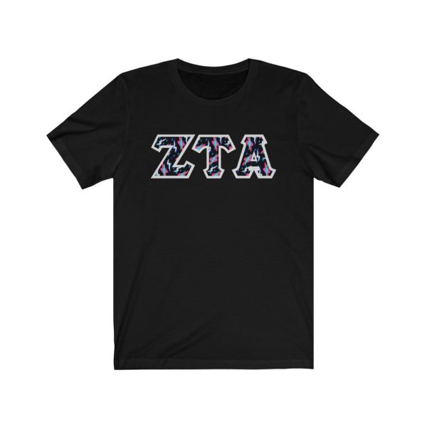 Zeta Tau Alpha Printed Letters | Bayside Black T-Shirt Cheap