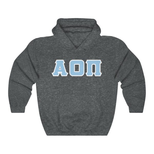 Alpha Omicron Pi Printed Letters | Light Blue & White Border Hoodie Online now