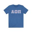 Alpha Omicron Pi Printed Letters | Lavender with L Blue Border T-Shirt Hot on Sale