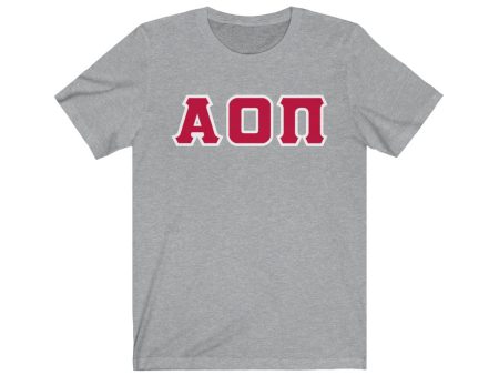 Alpha Omicron Pi Printed Letters | Cardinal with White Border T-Shirt Discount