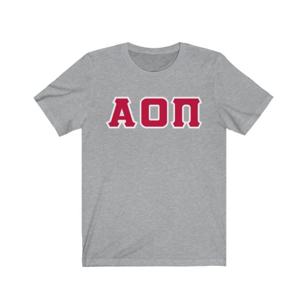 Alpha Omicron Pi Printed Letters | Cardinal with White Border T-Shirt Discount