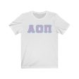 Alpha Omicron Pi Printed Letters | Lavender with L Blue Border T-Shirt Hot on Sale