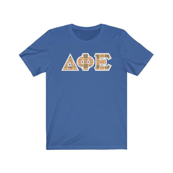 Delta Phi Epsilon Printed Letters | Nova Plaid T-Shirt For Cheap