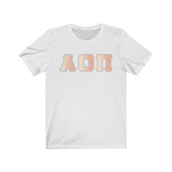 Alpha Omicron Pi Printed Letters | Peach Sunrise T-Shirt Cheap