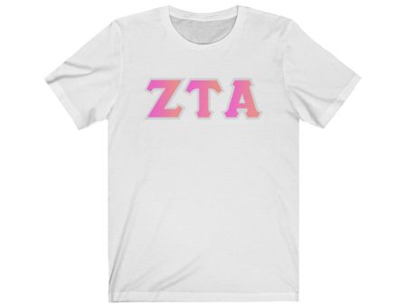 Zeta Tau Alpha Printed Letters | Bubble Gum T-Shirt Online now