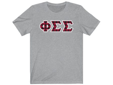 Phi Sigma Sigma Printed Letters | Buffalo Plaid T-Shirt Online Hot Sale