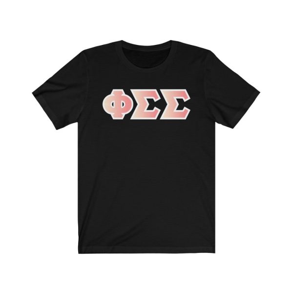 Phi Sigma Sigma Printed Letters | Peach Sunrise T-Shirt Online