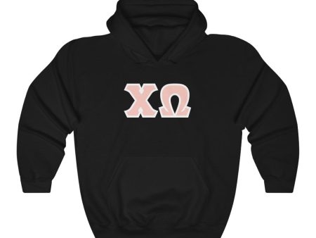 Chi Omega Print Letters | Peach with White Border Hoodie Online Sale