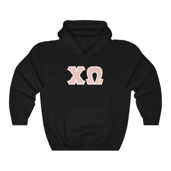 Chi Omega Print Letters | Peach with White Border Hoodie Online Sale