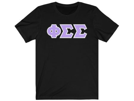 Phi Sigma Sigma Printed Letters | Violet with White Border T-Shirt For Discount