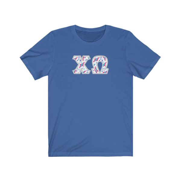 Chi Omega Printed Letters | Bayside White T-Shirt Discount