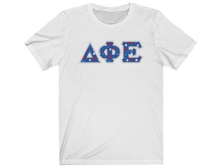 Delta Phi Epsilon Printed Letters | USA Stars T-Shirt Hot on Sale