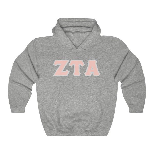 ZTA Printed Letters | Peach with Grey Border Hoodie For Cheap