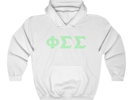 Phi Sig Printed Letters | Mint with White Border Hoodie Hot on Sale