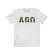 Alpha Omicron Pi Printed Letters | Camouflage T-Shirt For Sale