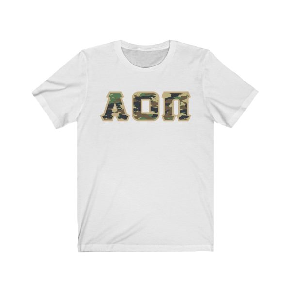 Alpha Omicron Pi Printed Letters | Camouflage T-Shirt For Sale